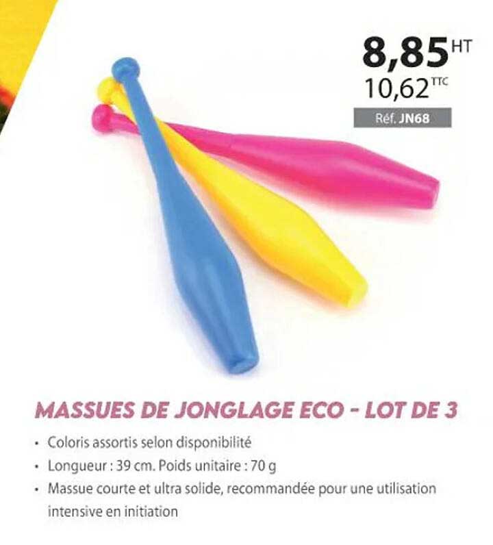 massues de jonglage eco - lot de 3