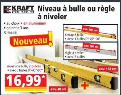niveau à bulle ou règle à niveler kraft werkzeuge