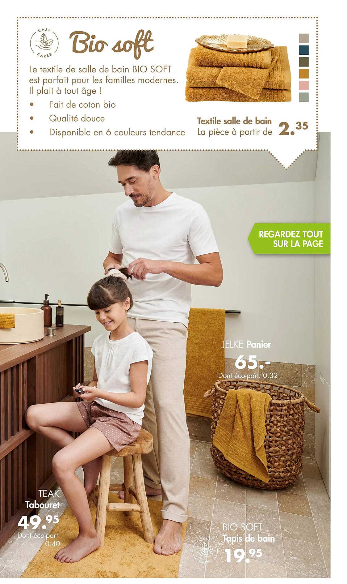 panier jelke, tabouret teak, tapis de bain bio soft