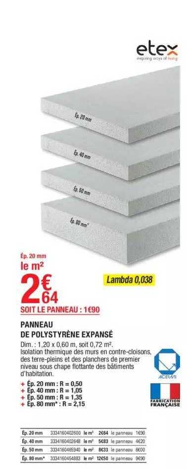 panneau de polystyrène expansé etex