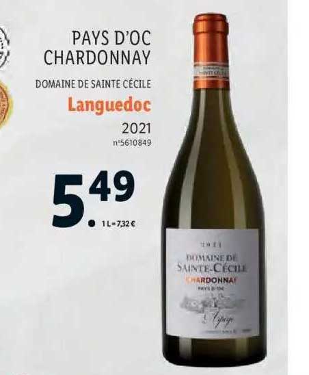 pays d'oc chardonnay domaine de sainte cécile languedoc 2021