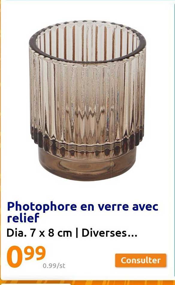photophore en verre avec relief