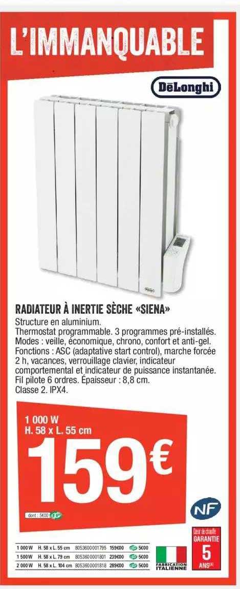 Radiateur à Inertie Sèche «siena» Dëlonghi