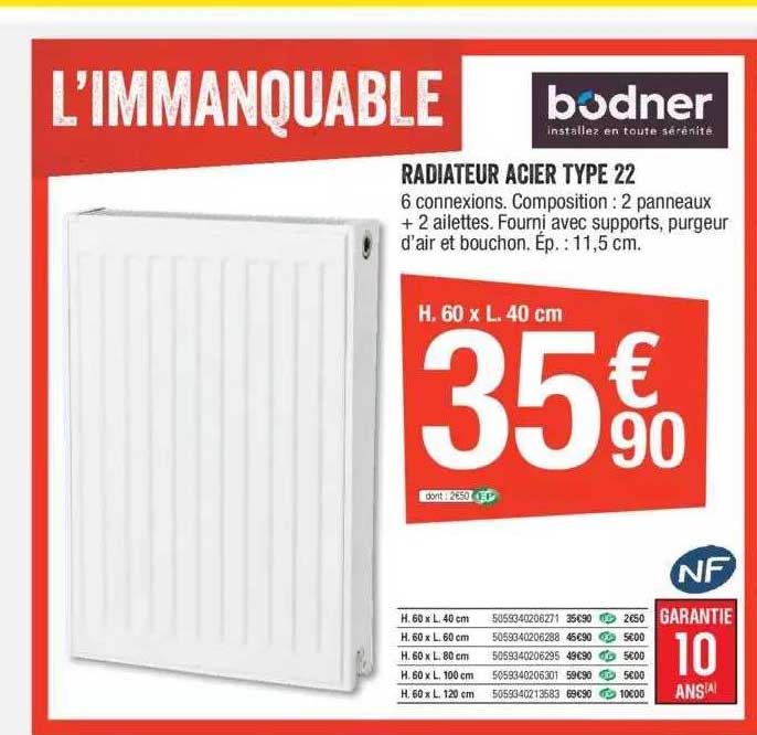 radiateur acier type 22 bodner