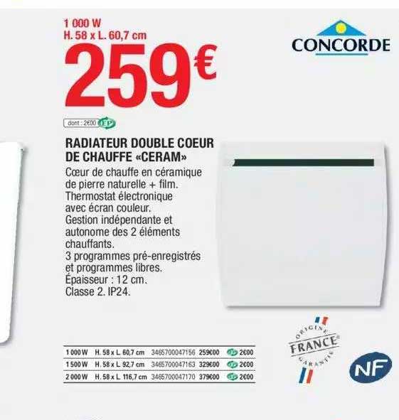 radiateur double cœur de chauffe «ceram»