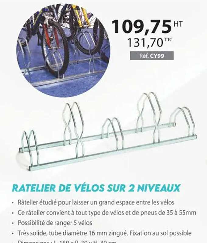 ratelier de vélos sur 2 niveaux