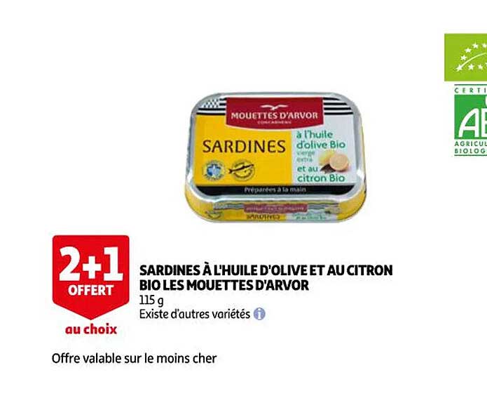 sardines à l'huile d'olive et au citron bio les mouettes d'arvor
