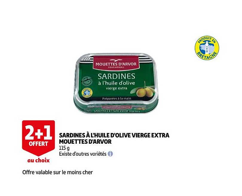 sardines à l'huile d'olive vierge extra mouettes d'arvor