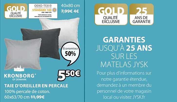 taie d'oreiller en percale kronborg