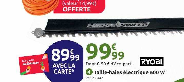 taille-haies électrique 600 w ryobi