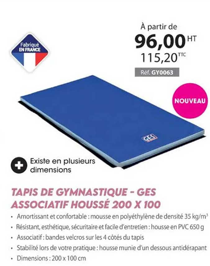 tapis de gymnastique - ges associatif houssé 200 x 100
