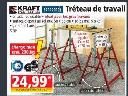 tréteau de travail kraft werkzeuge, scheppach