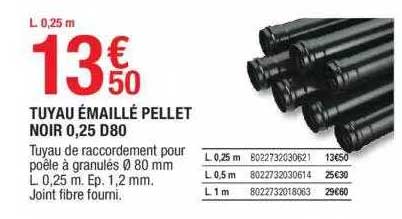 tuyau émaillé pellet noir 0,25 d80