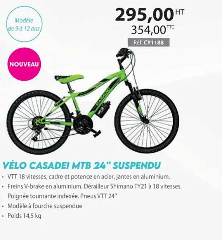 vélo casadei mtb 24" suspendu