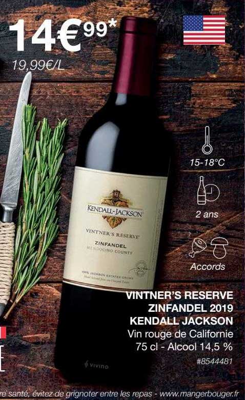 vintner's reserve zinfandel 2019 kendall jackson