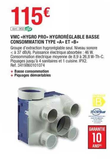 vmc «hygro pro» hygroréglable basse consommation type «a» et «b»