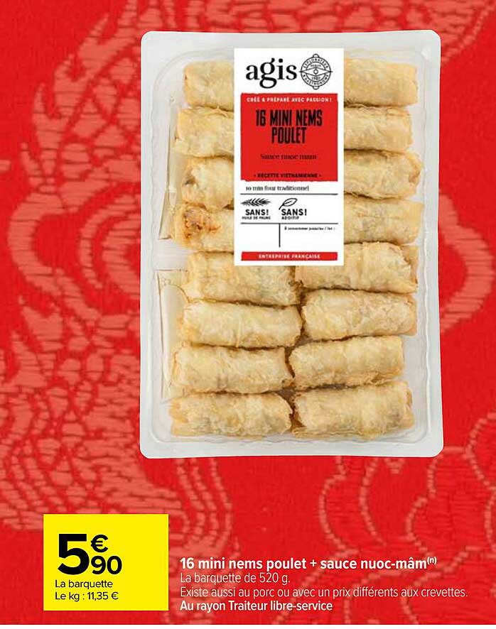 16 mini nems poulet + sauce nuoc-mâm