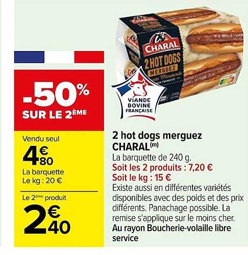 2 hot dogs merguez charal