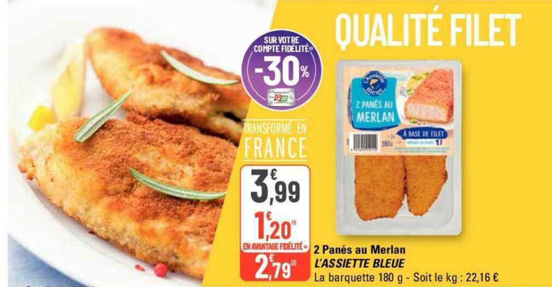 2 panés au merlan l'assiette bleue