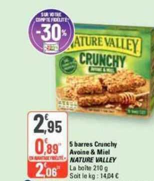 5 barres crunchy avoine & miel nature valley