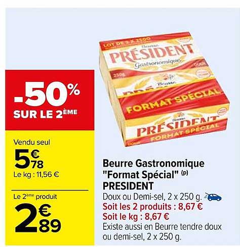 beurre gastronomique "format spécial" président