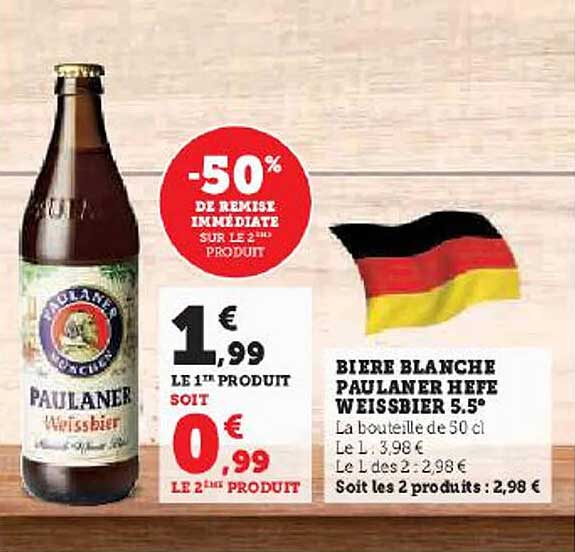 bière blanche paulaner hefe weissbier 5.5°