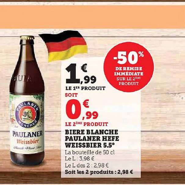 bière blanche paulaner hefe weissbier 5.5°