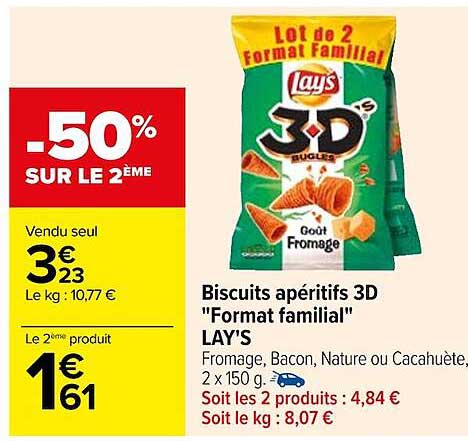 biscuits apéritifs 3d "format familial" lay's