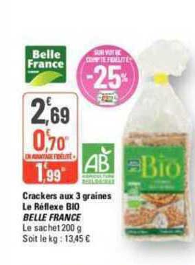 crackers aux 3 graines le réflexe bio belle france