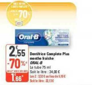 dentifrice complete plus menthe fraîche oral-b