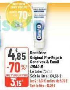 dentifrice original pro-repair gencives & email oral-b