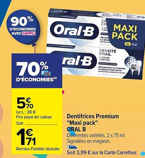 dentifrices premium "maxi pack" oral b
