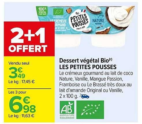 dessert végétal bio les petites pousses