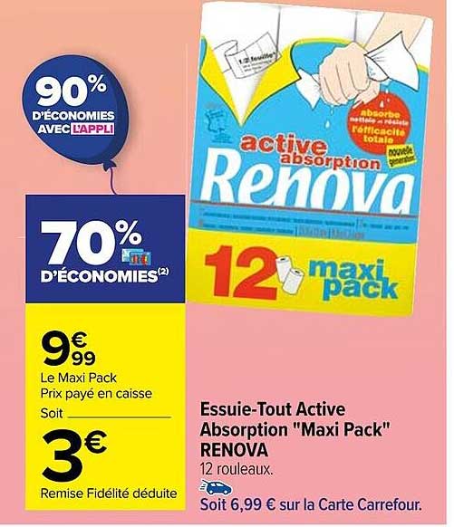 essuie-tout active absorption "maxi pack" renova