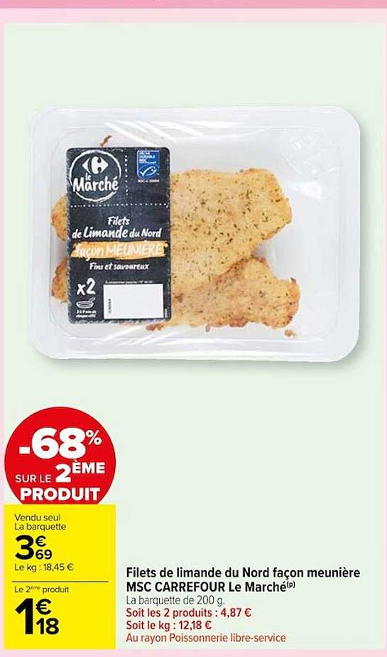 filets de limande du nord façon meunière msc carrefour le marché