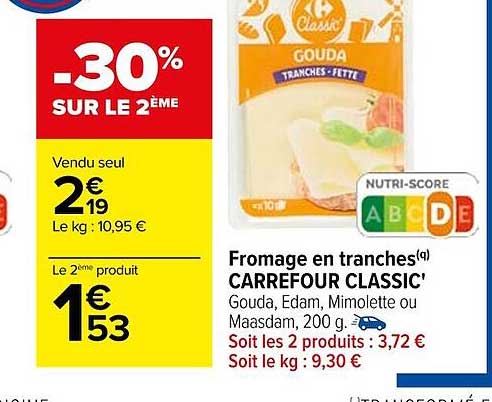 Fromage En Tranches Carrefour Classic'