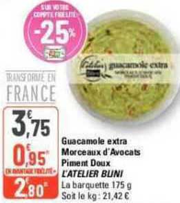 guacamole extra morceaux d'avocats piment doux l'atelier blini