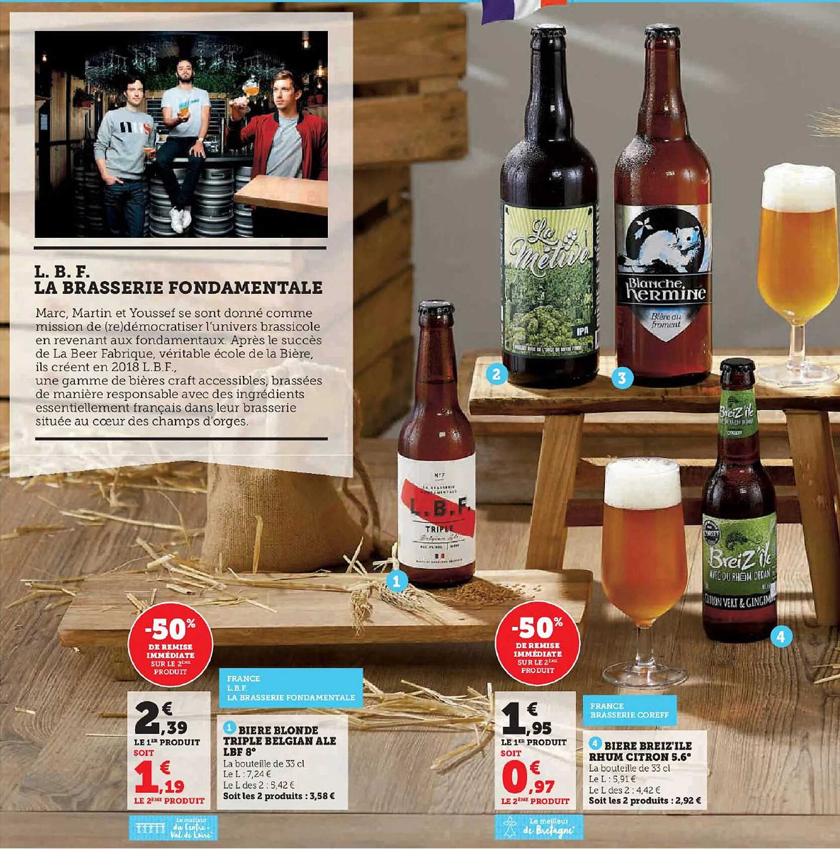 l.b.f. la brasserie fondamentale, bière blonde triple belgian ale lbf 8°, bière breiz"ile rhum citron 5.6°