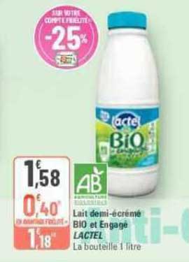 lait demi-écrémé bio et engagé lactel