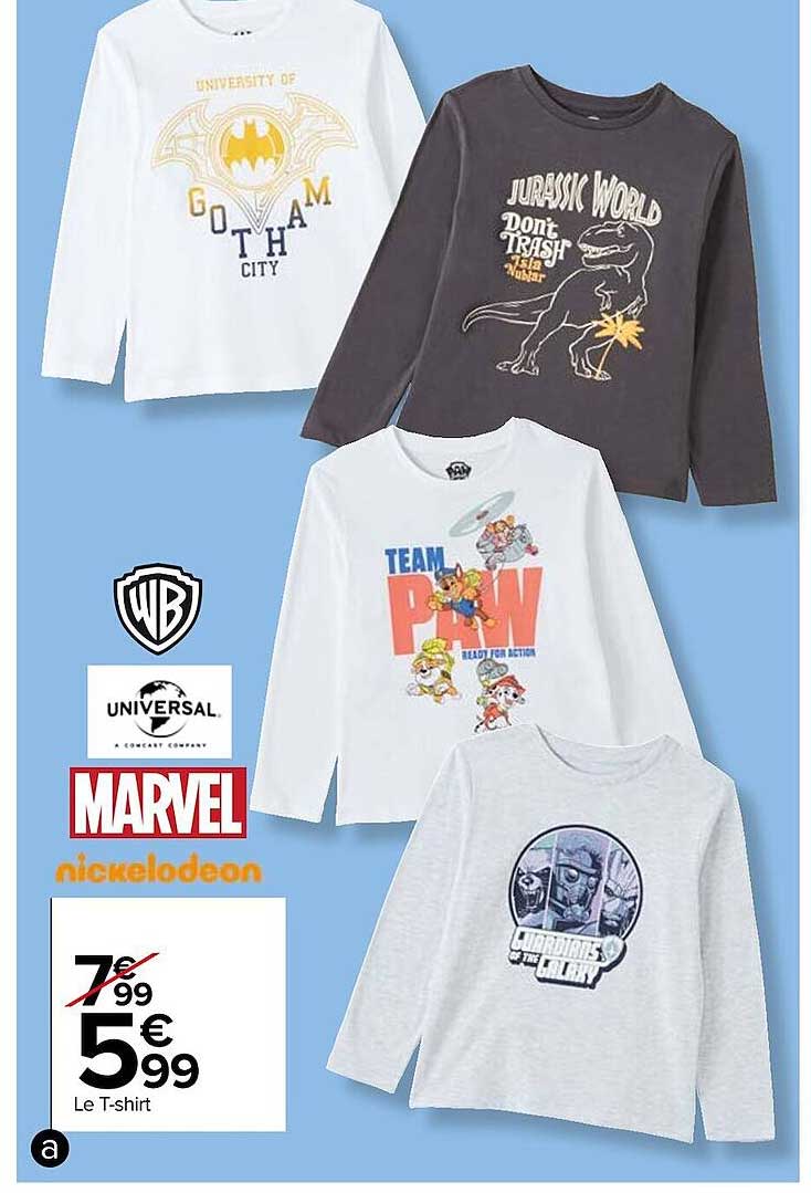 le t-shirt marvel, nickelodéon