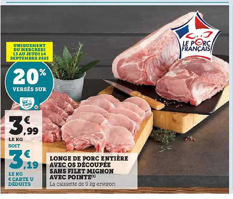 Longe De Porc Entière Avec Os Découpée Sans Filet Mignon Avec Pointe
