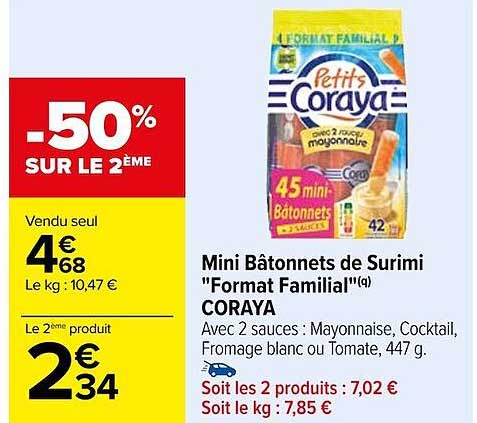 mini bâtonnets de surimi "format familial" coraya
