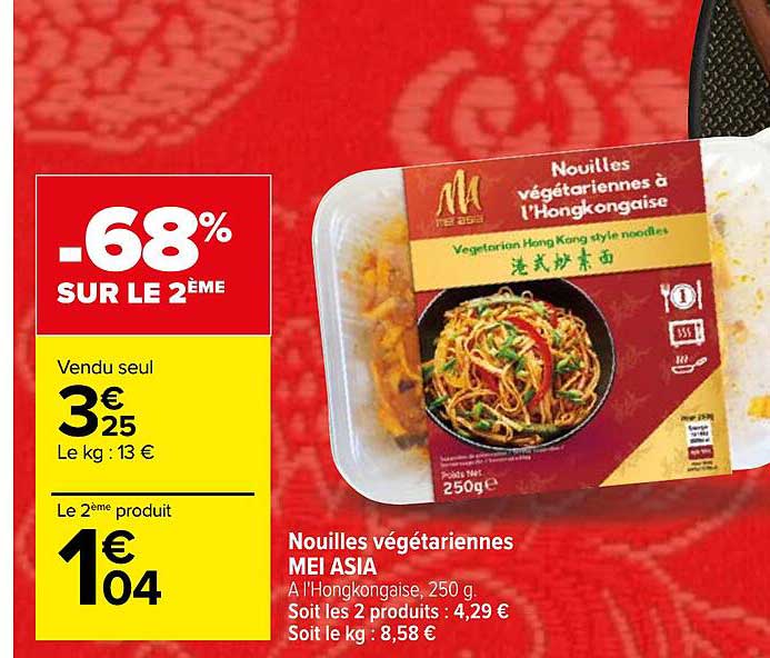 Nouilles Végétariennes Mei Asia