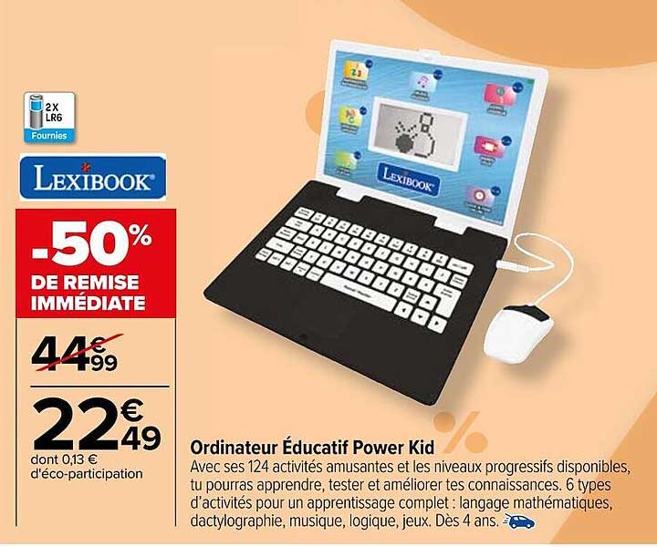 ordinateur éducatif power kid lexibook