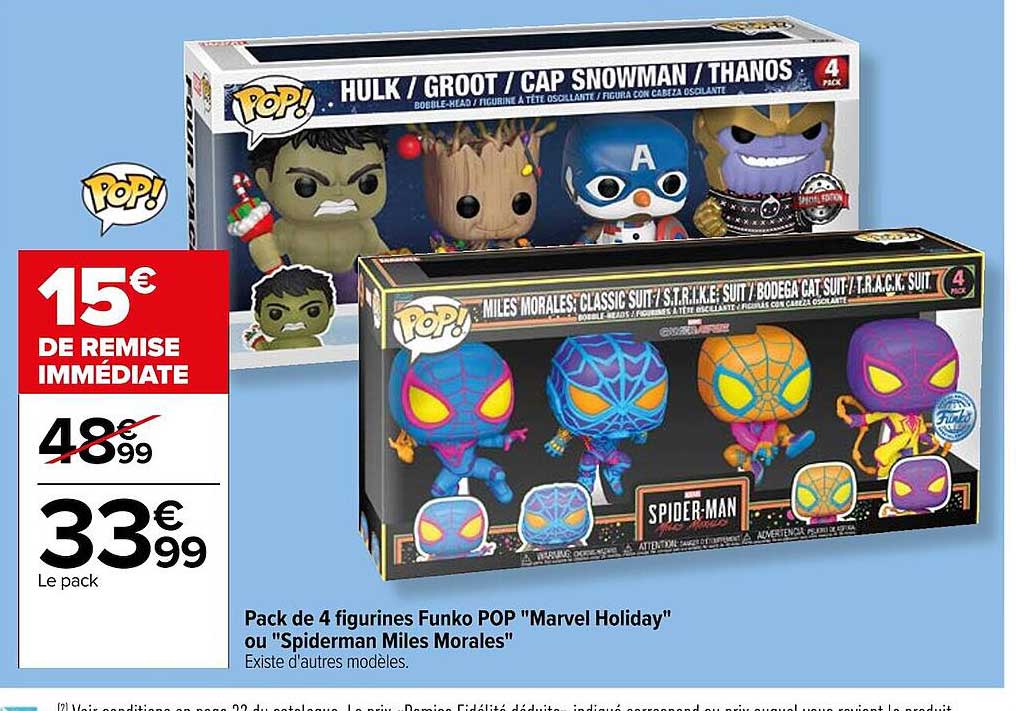 Pack De 4 Figurines Funko Pop "marvel Holiday" Ou "spiderman Miles Morales"
