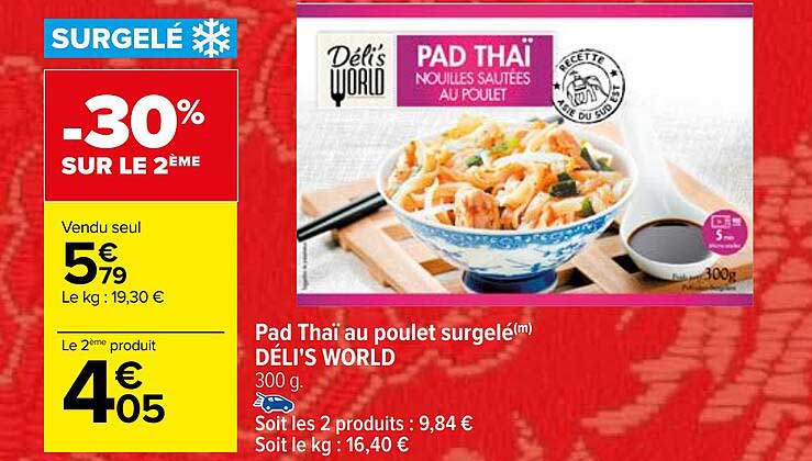 pad thaï au poulet surgelé déli's world