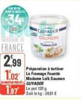 préparation à tartiner le fromage fouetté madame loïk saumon guyader