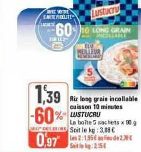 riz long grain incollable cuisson 10 minutes lustucru