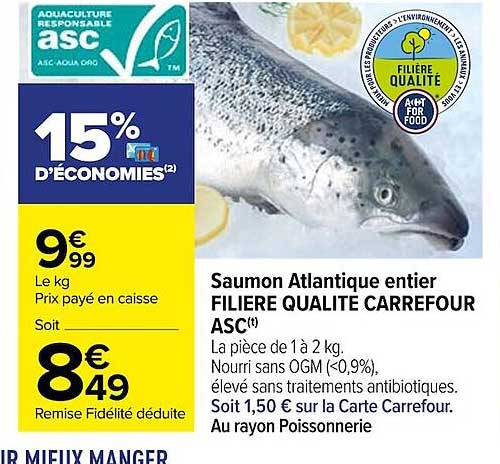 Saumon Atlantique Entier Filière Qualité Carrefour Asc