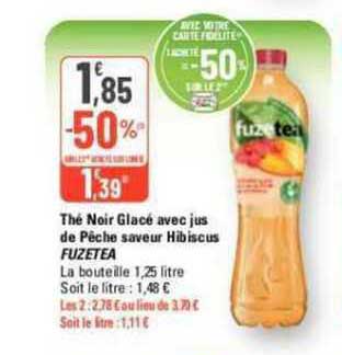 Thé Noir Glacé Avec Jus De Pêche Saveur Hibiscus Fuzetea